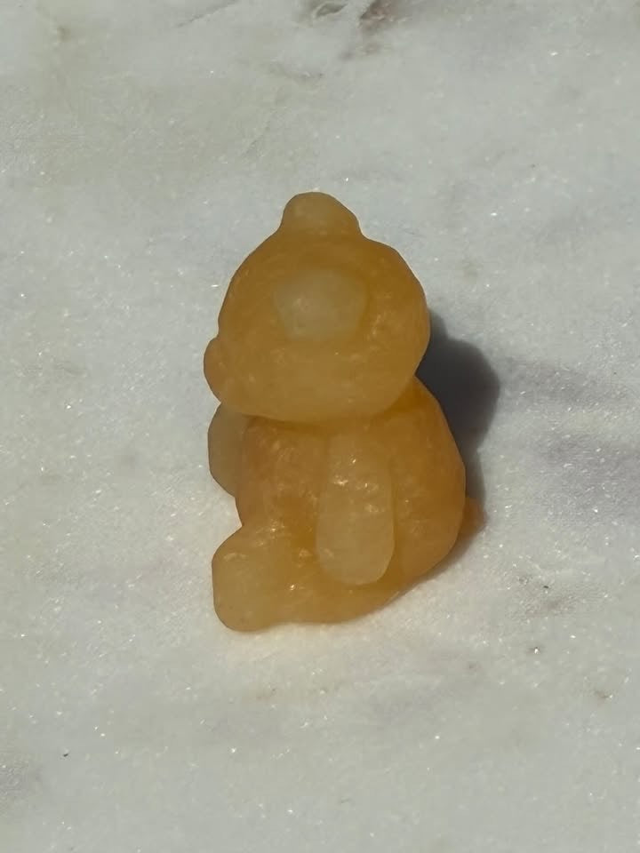 Honey Calcite Hand-Carved Teddy Bear