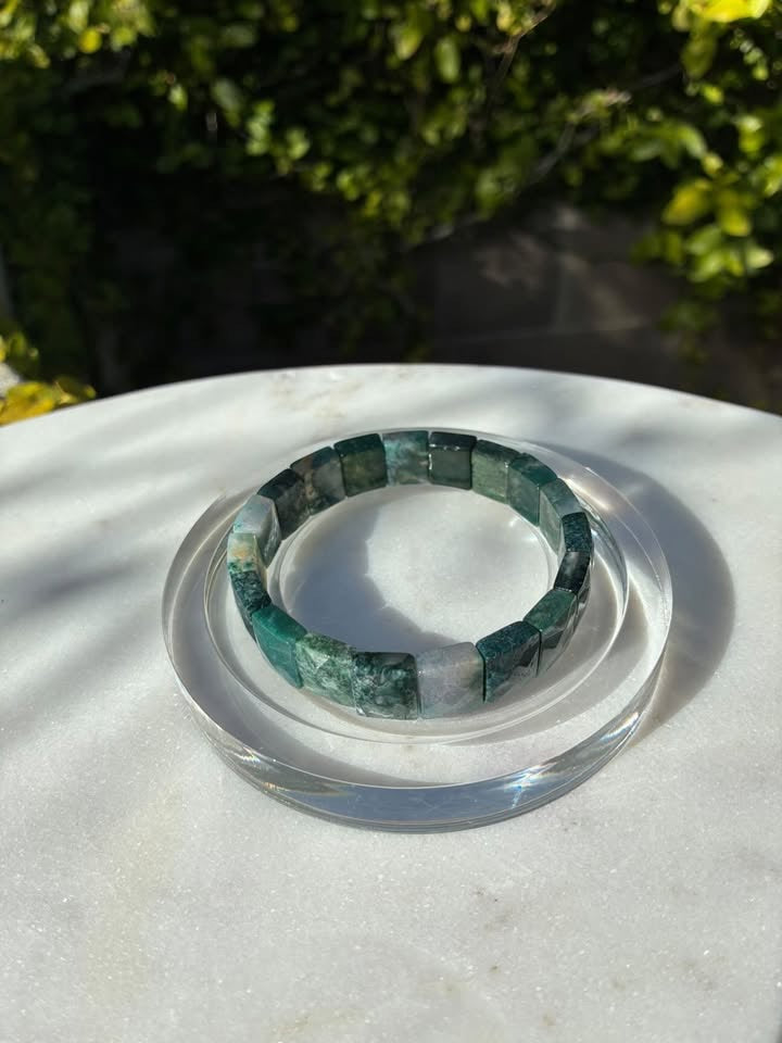 Green Moss Agate Soft Bangle