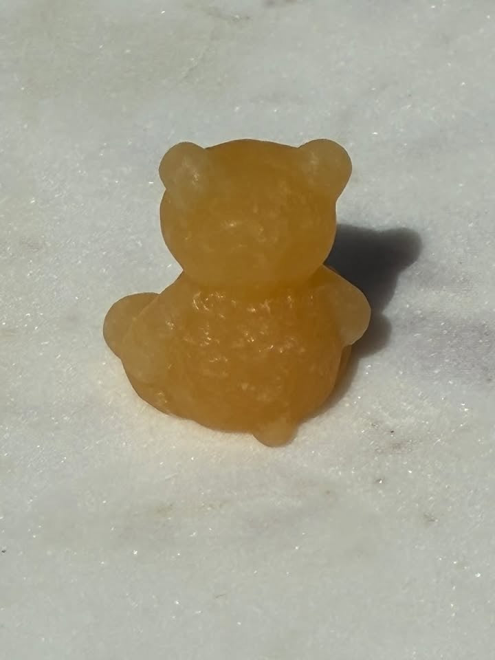 Honey Calcite Hand-Carved Teddy Bear