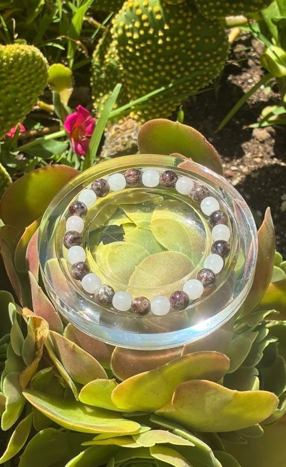 Plum Tourmaline & Rose Quartz Bracelet