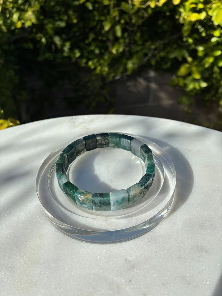 Green Moss Agate Soft Bangle
