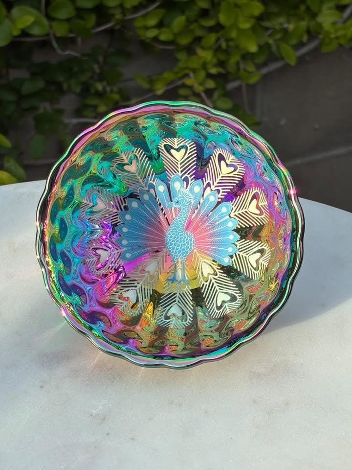 Rainbow With Peacock Handmade Porcelain Jianzhan Teacup