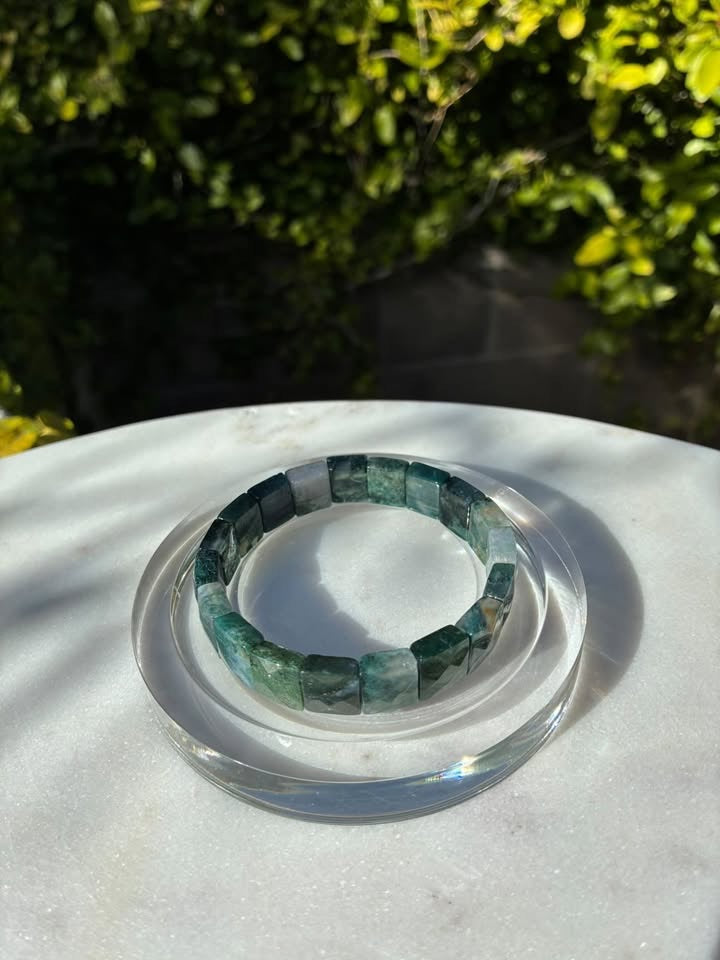 Green Moss Agate Soft Bangle