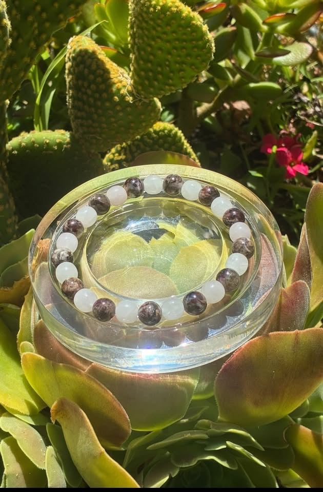 Plum Tourmaline & Rose Quartz Bracelet