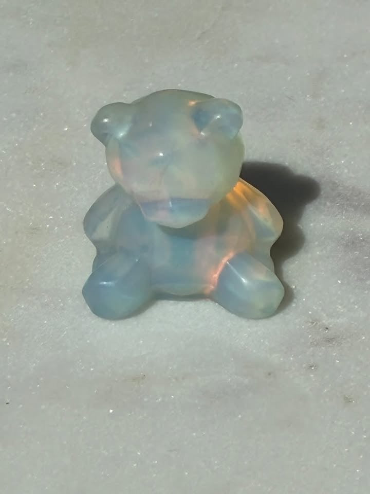 Opalite Hand-Carved Teddy Bear