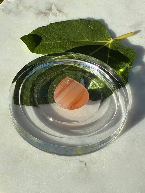 Banded Apricot Agate Teardrop Shaped Pendant