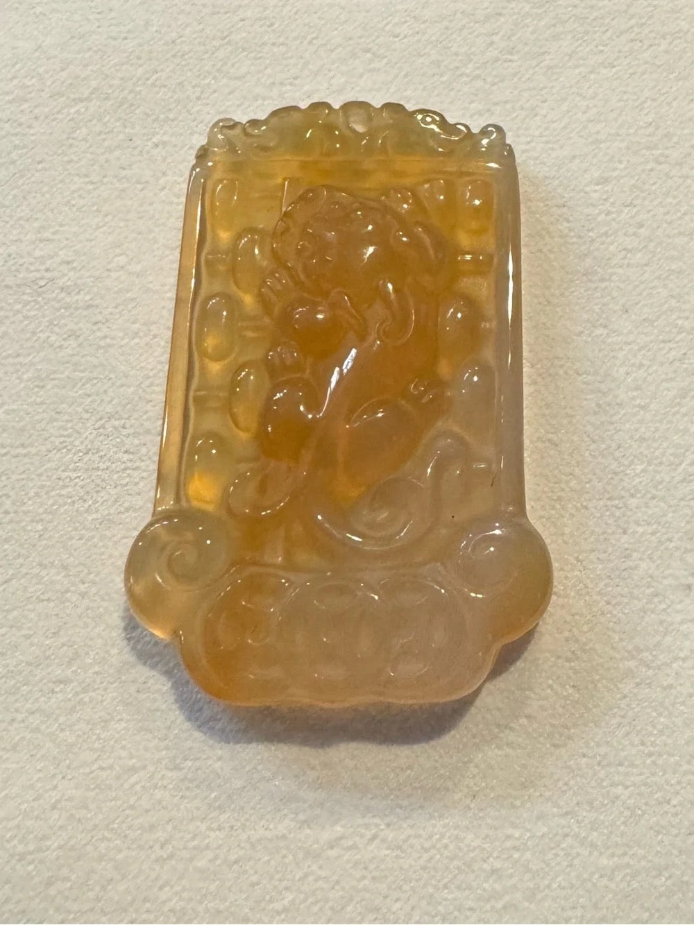 Carved Jade Pixiu Pendant in Warm Honey Tone