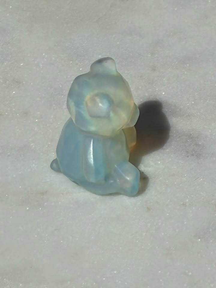 Opalite Hand-Carved Teddy Bear