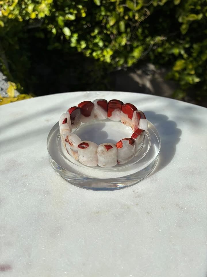 Red Jasper & White Quartz Soft Bangle