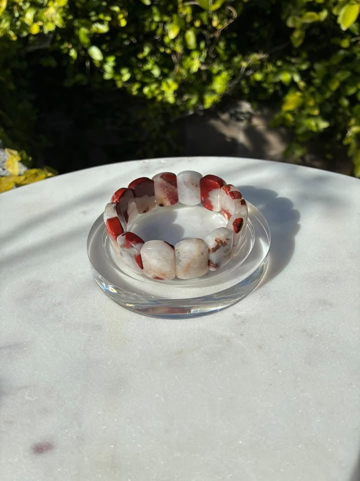 Red Jasper & White Quartz Soft Bangle