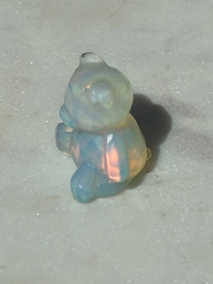 Opalite Hand-Carved Teddy Bear