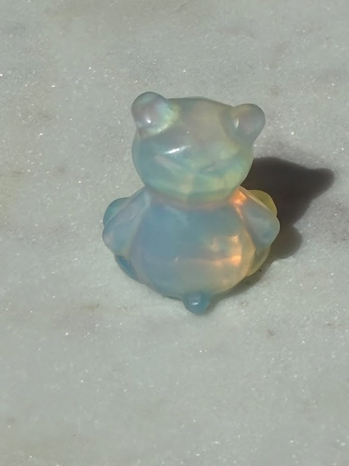 Opalite Hand-Carved Teddy Bear