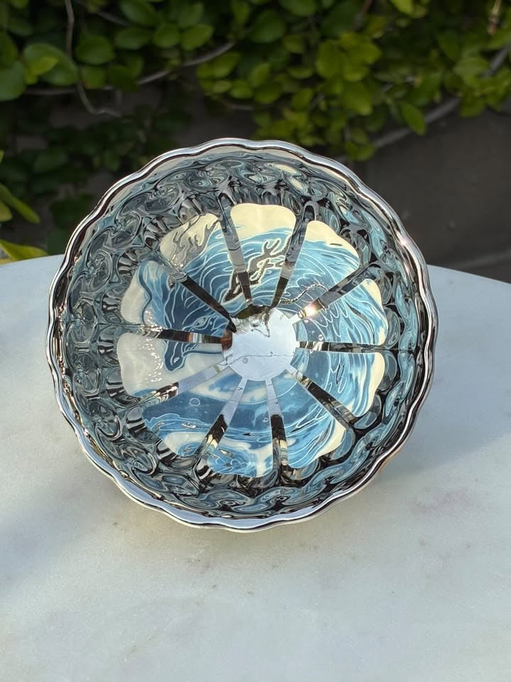 Silver With Blue Dragon Handmaid Jianzhan Teacup