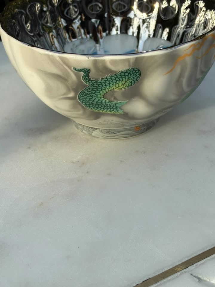 Silver With Blue Dragon Handmaid Jianzhan Teacup