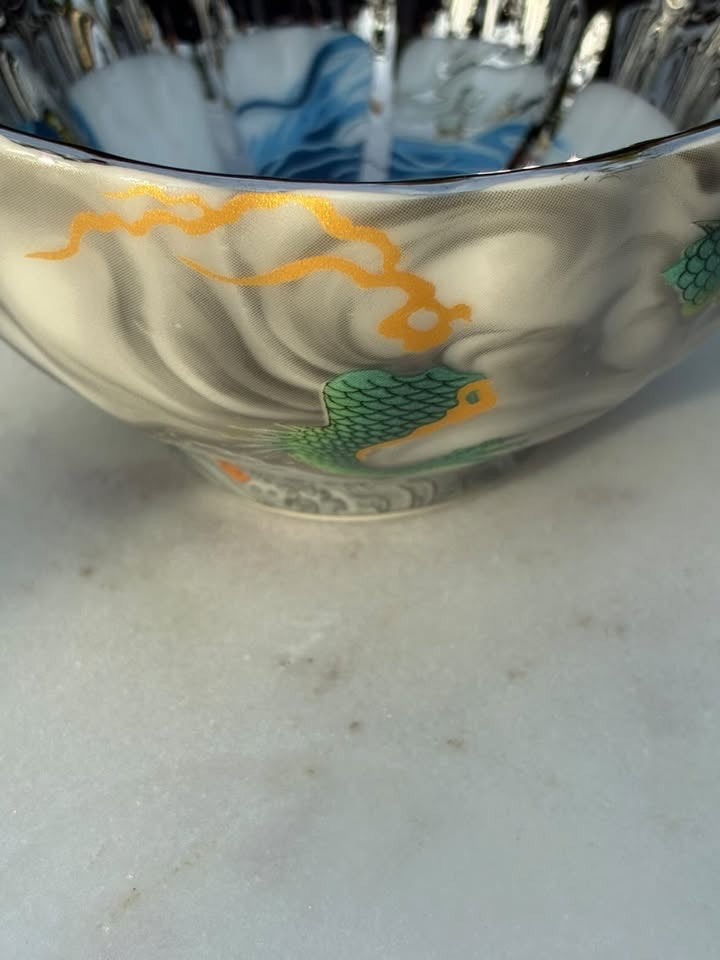 Silver With Blue Dragon Handmaid Jianzhan Teacup