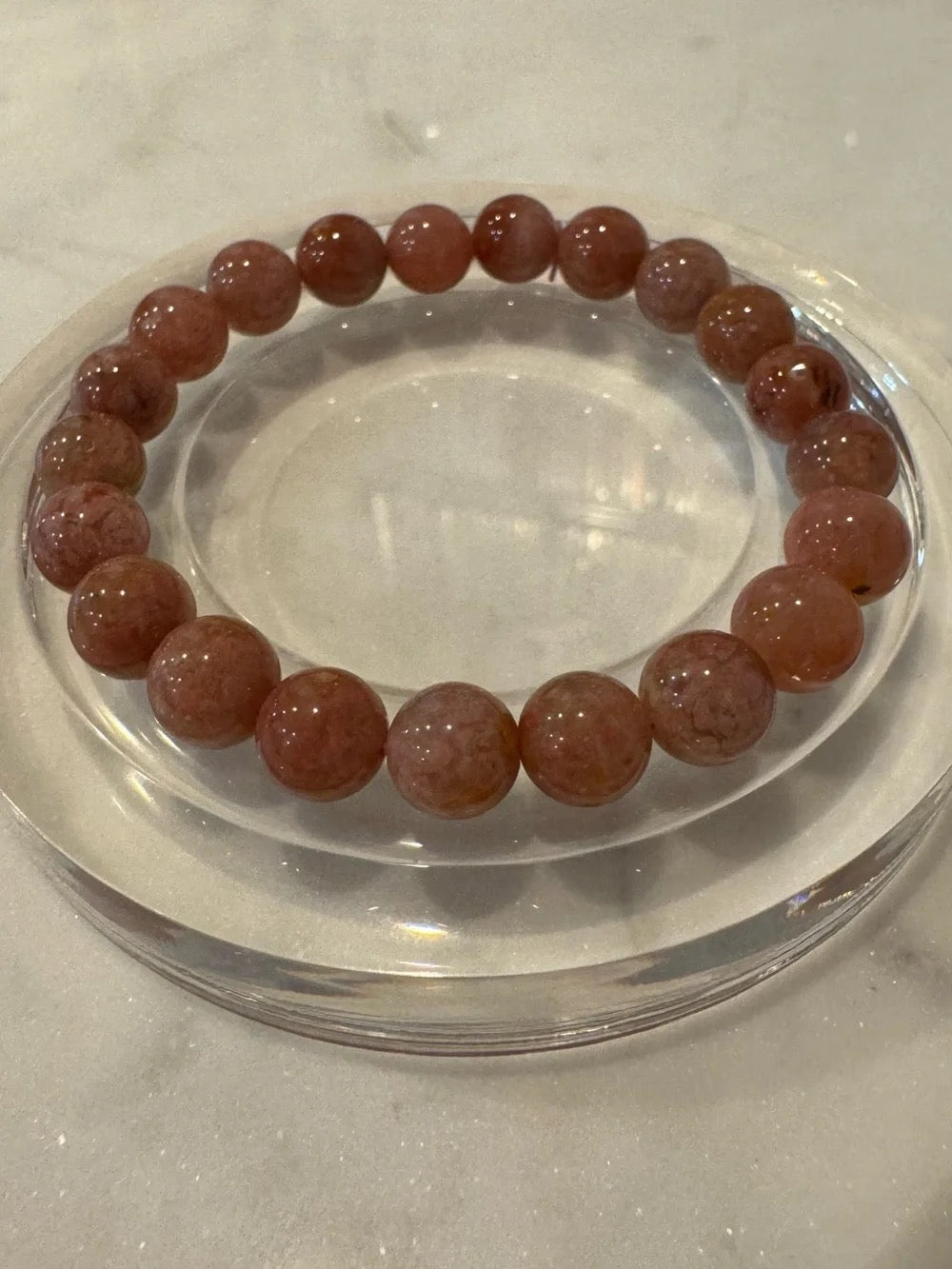 Fish Roe Agate Bead Stretch Bracelet - Pink