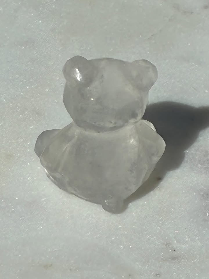 Clear Quartz Hand-Carved Teddy Bear