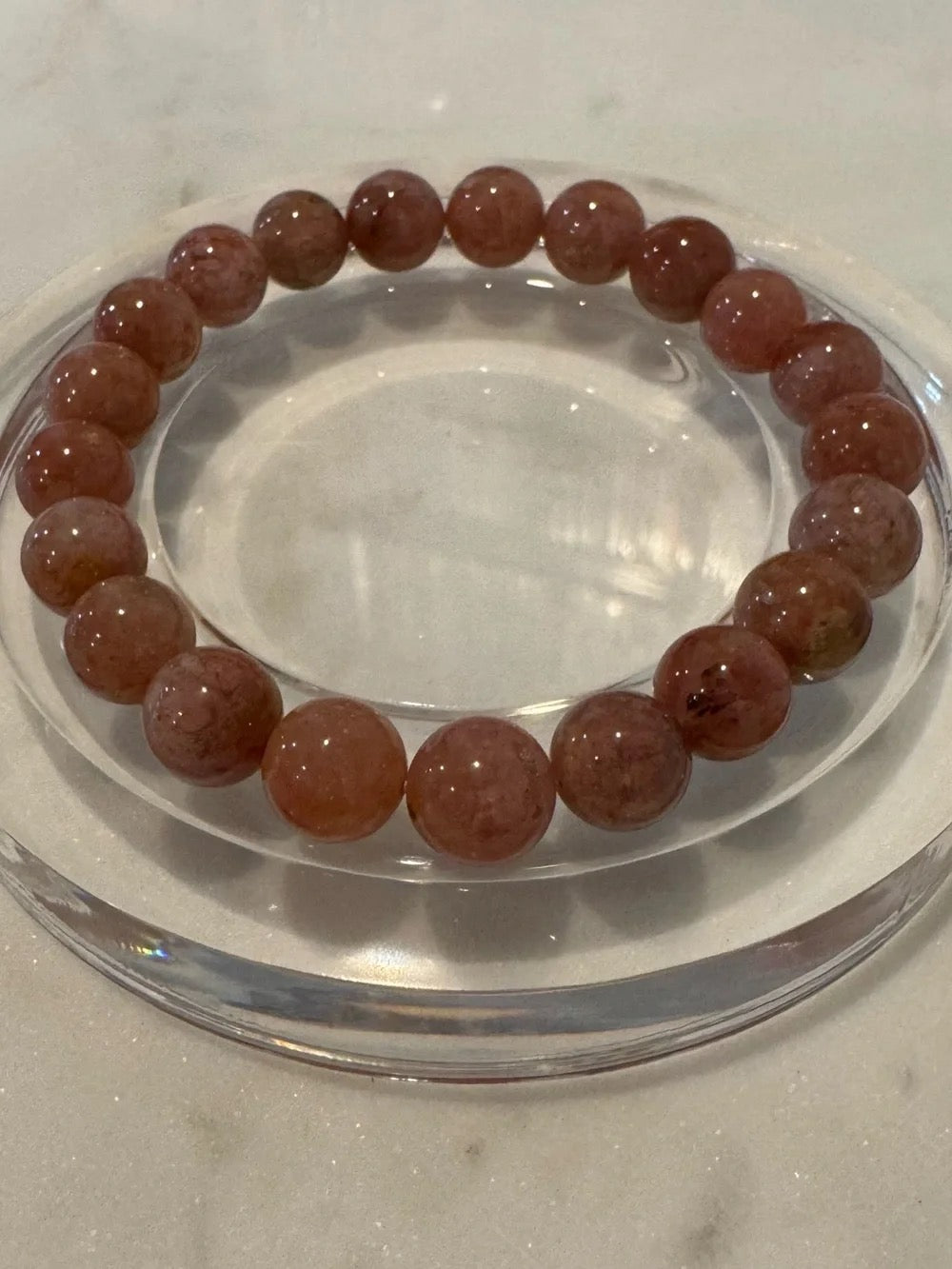 Fish Roe Agate Bead Stretch Bracelet - Pink