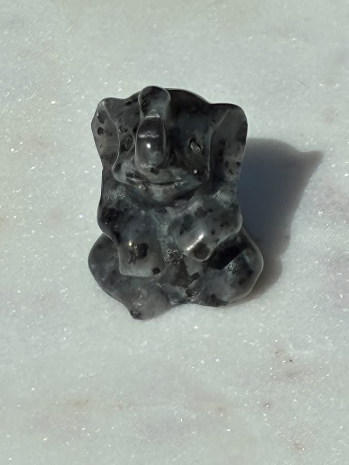 Larvikite Hand-Carved Elephant