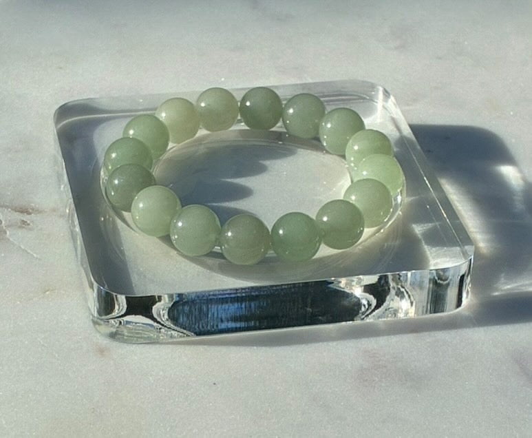Natural Pale Green Tree Jade Bracelet