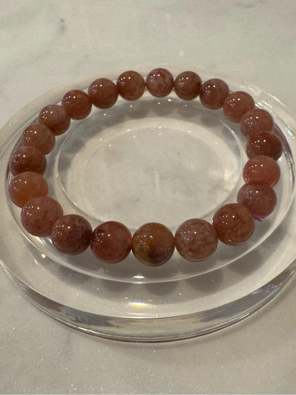 Fish Roe Agate Bead Stretch Bracelet - Pink
