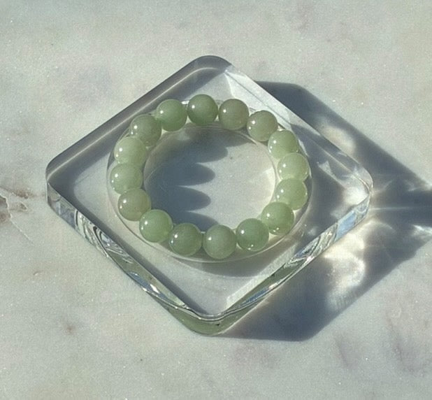 Natural Pale Green Tree Jade Bracelet