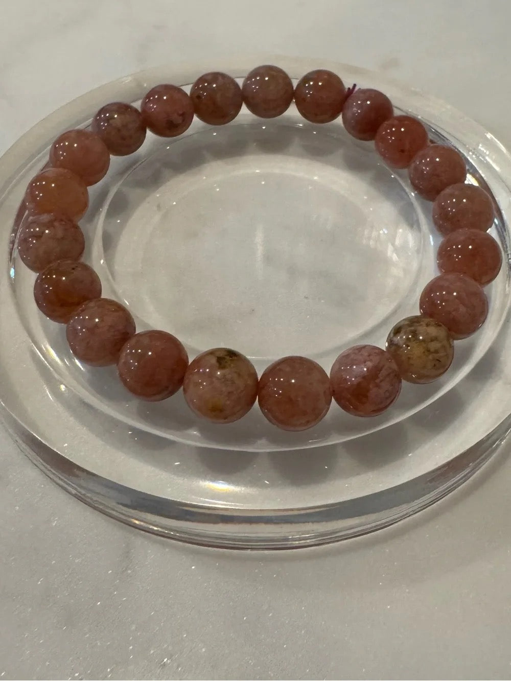 Fish Roe Agate Bead Stretch Bracelet - Pink