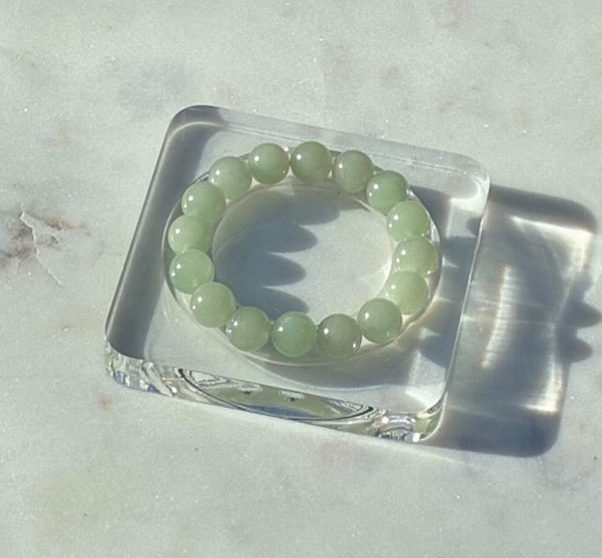 Natural Pale Green Tree Jade Bracelet