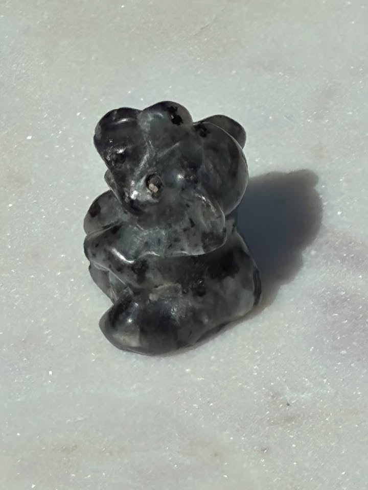 Larvikite Hand-Carved Elephant