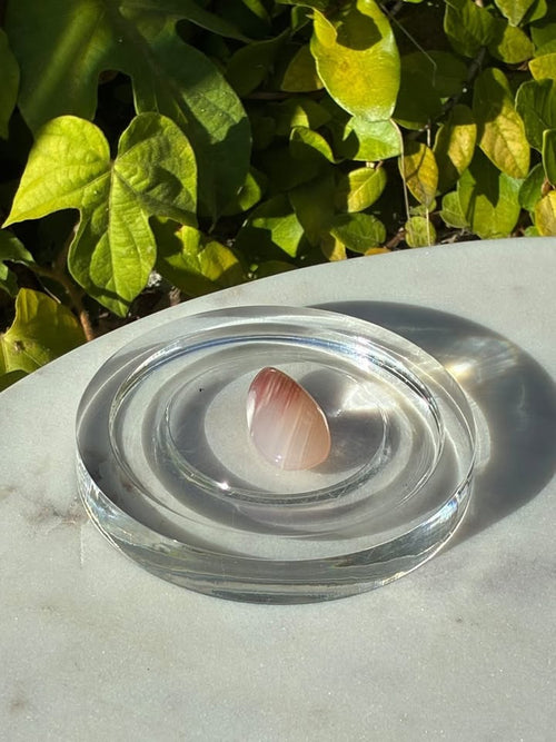 Banded Apricot Agate Teardrop Shaped Pendant
