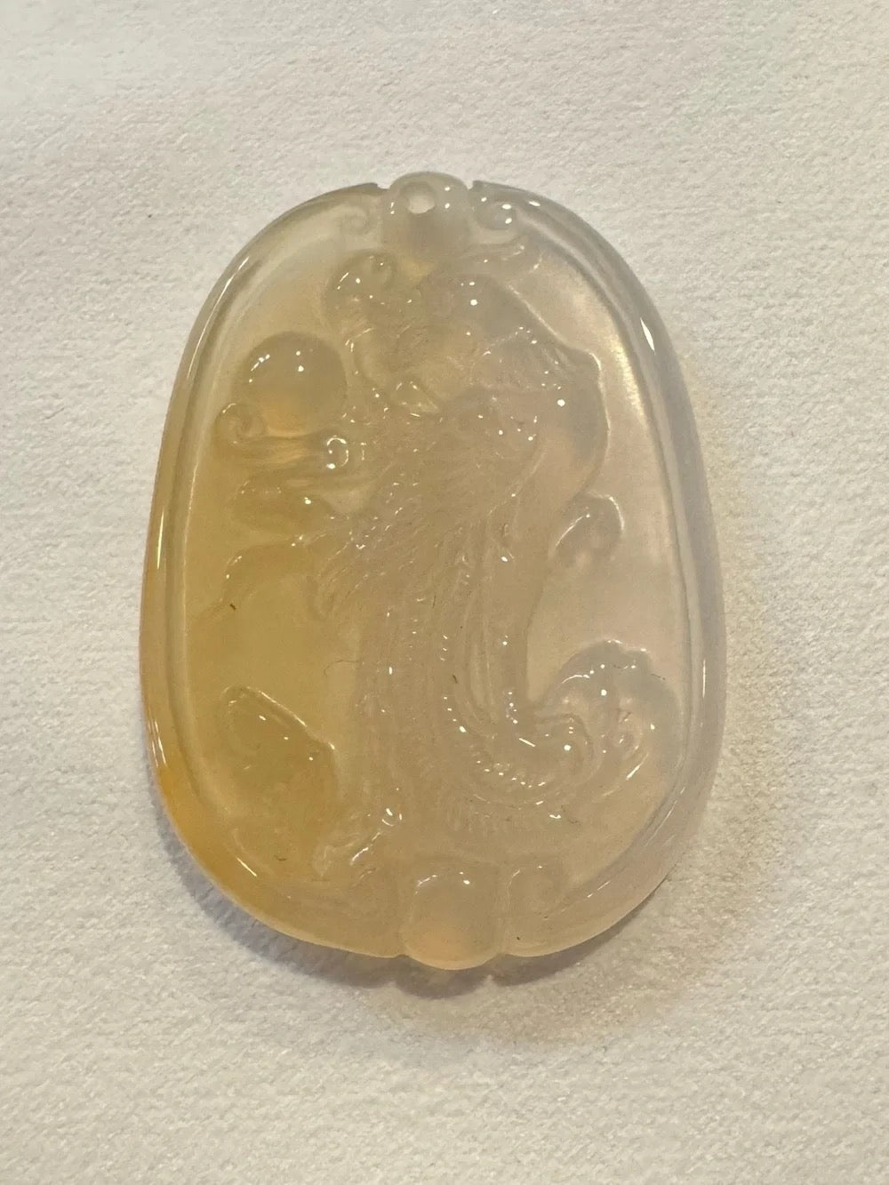 Carved Jade Bird Pendant in Warm Honey Tone