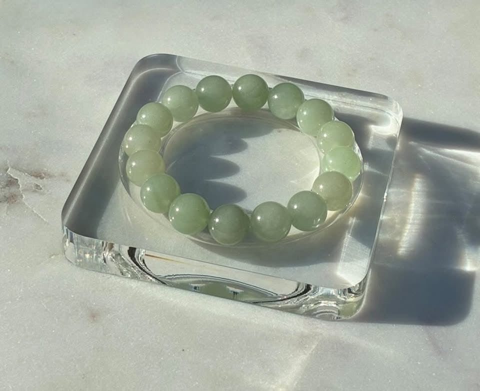 Natural Pale Green Tree Jade Bracelet