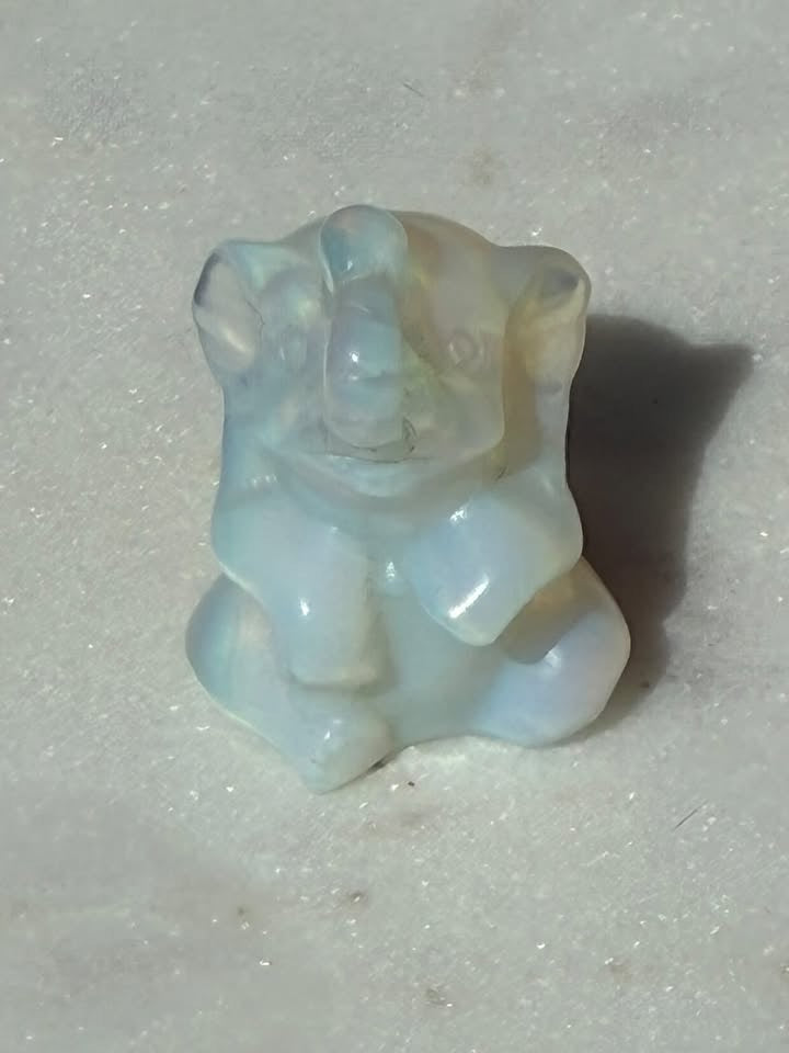 Opalite Hand-Carved Elephant