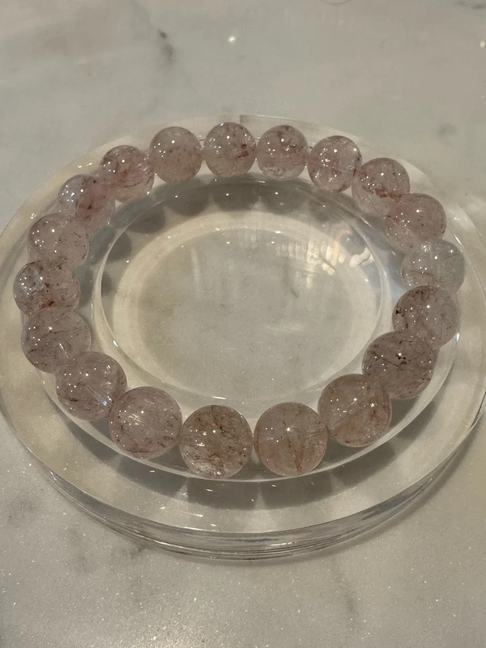 Pink Azeztulite Beaded Stretch Bracelet