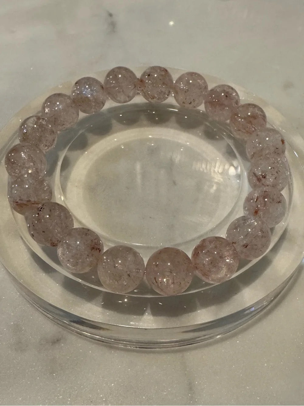 Pink Azeztulite Beaded Stretch Bracelet