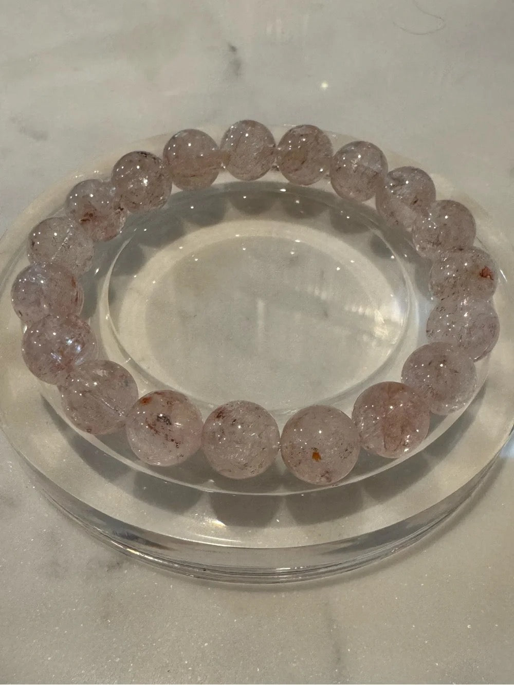 Pink Azeztulite Beaded Stretch Bracelet