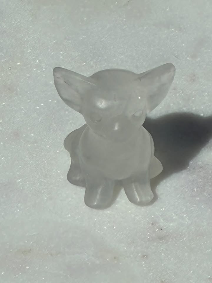 Clear Quartz Hand-Carved Chihuahua