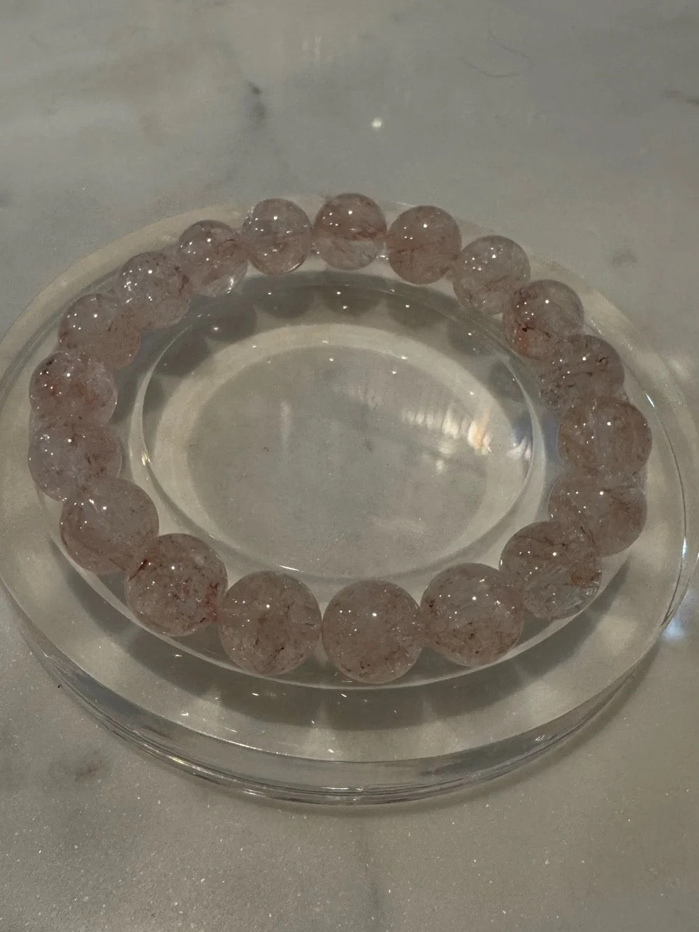Pink Azeztulite Beaded Stretch Bracelet