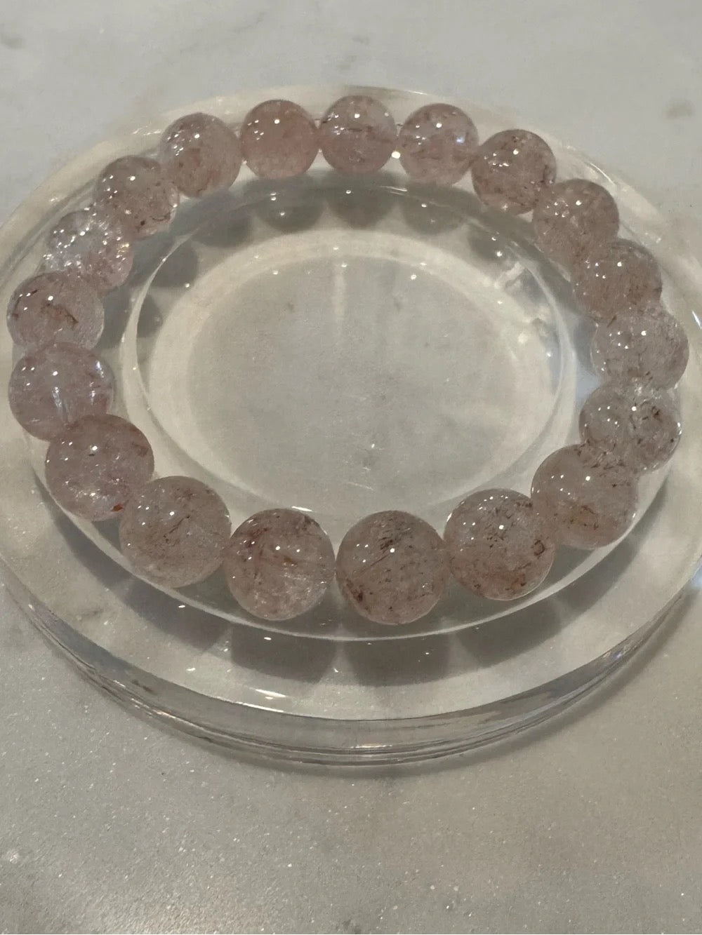 Pink Azeztulite Beaded Stretch Bracelet
