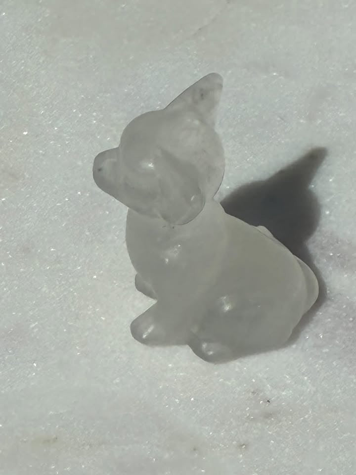 Clear Quartz Hand-Carved Chihuahua