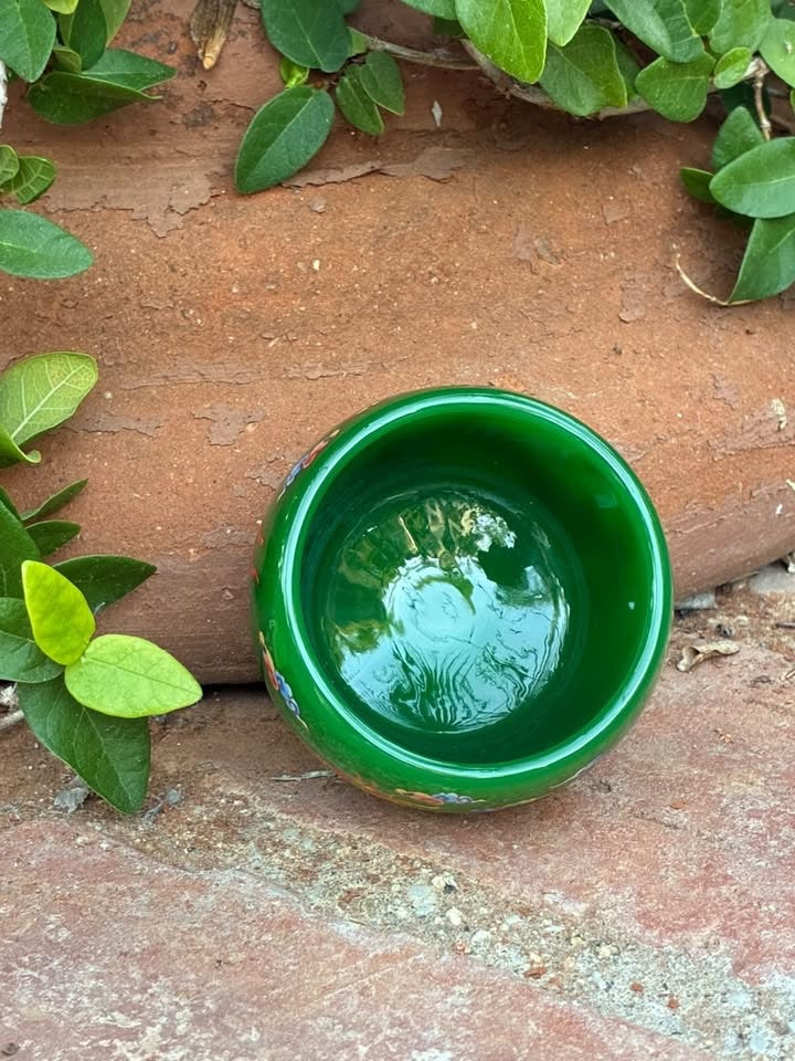 Green Handmade Porcelain Jianzhan Teacup With Dragon