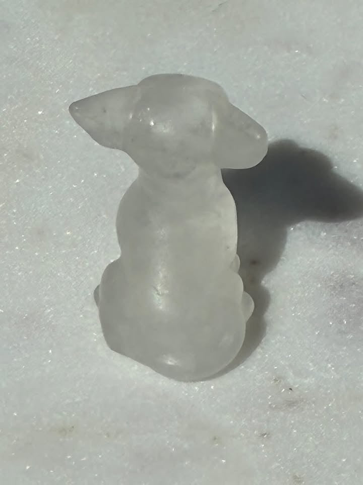 Clear Quartz Hand-Carved Chihuahua