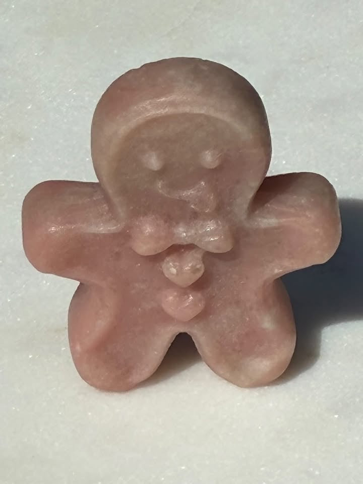 Pink Opalite Hand-Carved Gingerbread Man