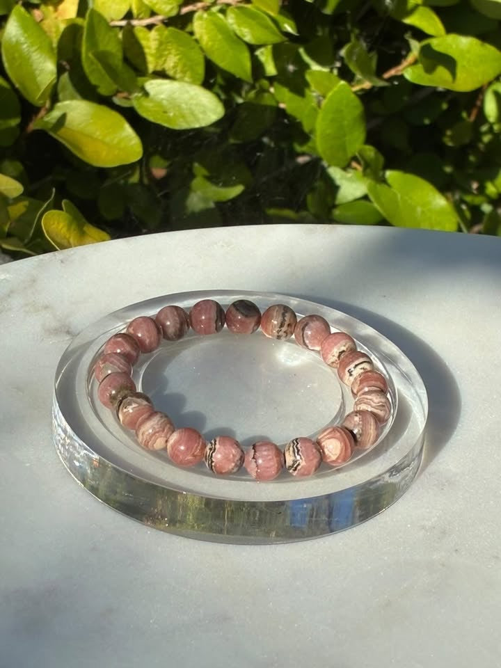 Natural Chocolate Zebra Rhodochrosite Bracelet