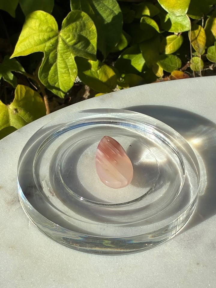 Banded Apricot Agate Teardrop Shaped Pendant