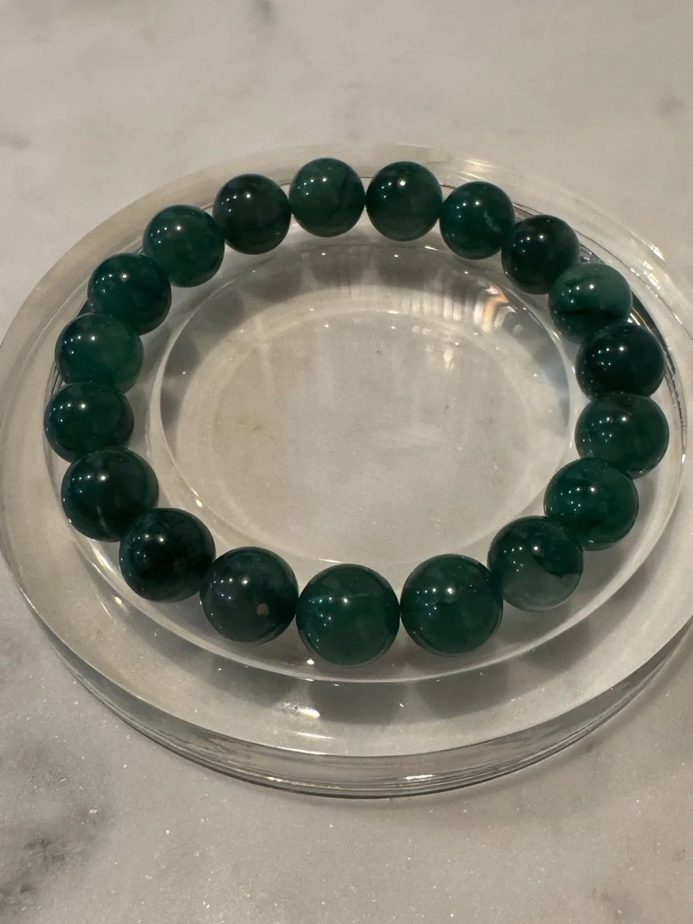 Green African Jade Bead Stretch Bracelet