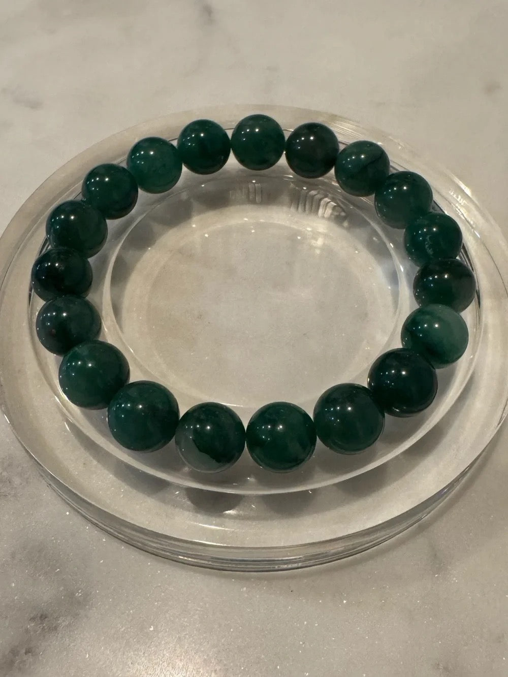 Green African Jade Bead Stretch Bracelet