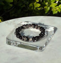 Natural Silver Obsidian Hand-Carved Teddy Bear Bracelet