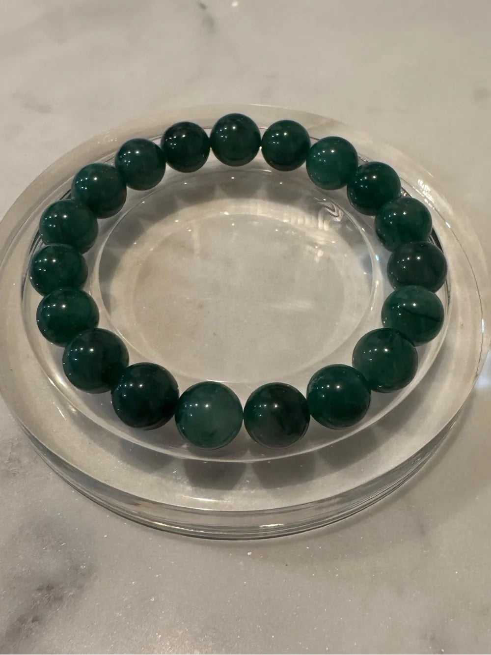Green African Jade Bead Stretch Bracelet
