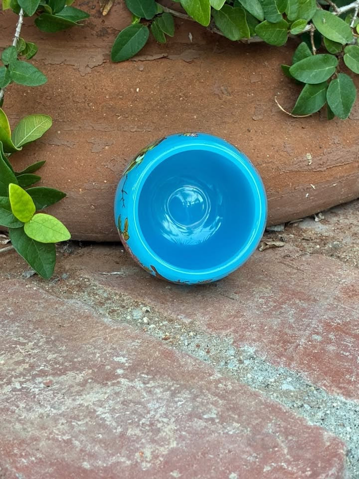 Blue Handmade Porcelain Jianzhan Teacup With Peacock